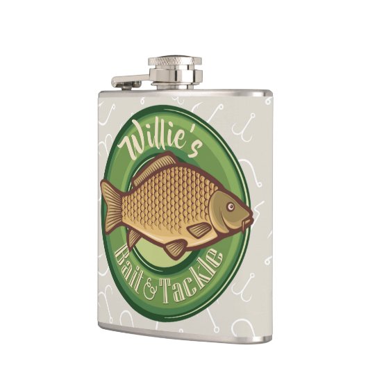 フィッパーソナライズされたシュアンドタックショップ魚釣りアングラー フラスク (左)