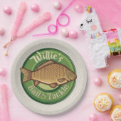 フィッパーソナライズされたシュアンドタックショップ魚釣りアングラー ペーパープレート (パーティー)