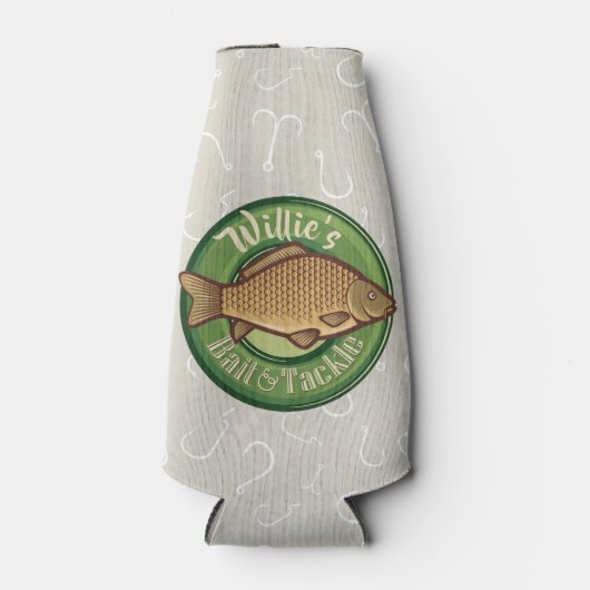 フィッパーソナライズされたシュアンドタックショップ魚釣りアングラー ボトルクーラー (正面)