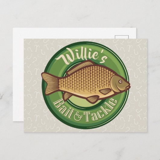 フィッパーソナライズされたシュアンドタックショップ魚釣りアングラー ポストカード (正面/裏面)