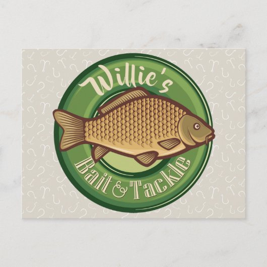 フィッパーソナライズされたシュアンドタックショップ魚釣りアングラー ポストカード (正面)