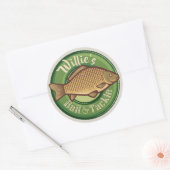 フィッパーソナライズされたシュアンドタックショップ魚釣りアングラー ラウンドシール (封筒)