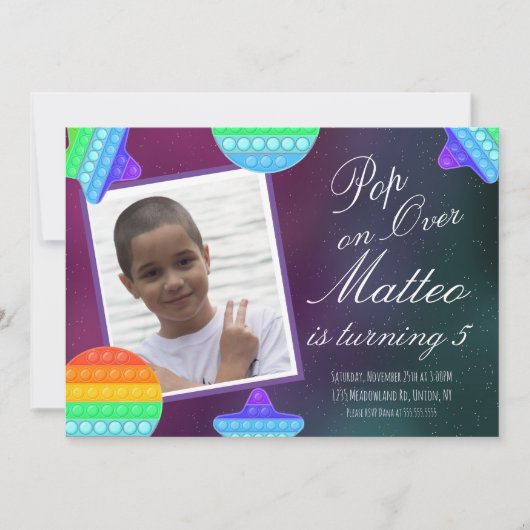 フィッポップ・アートのジッ遊トパーティーボーイズムーンスターズ誕生日 招待状 (正面)