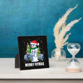 フィッメリートマスおもしろい、クリスマス雪だるまジム持ち上げ フォトプラーク (インサイチュ)