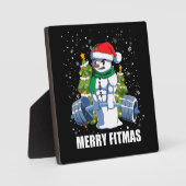 フィッメリートマスおもしろい、クリスマス雪だるまジム持ち上げ フォトプラーク (正面)