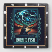 フィッ生まれク魚釣りアドベンチャー スクエア壁時計 (正面)