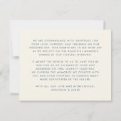 フィッ航海のグモダンネイビーブルービーチ結婚式 サンキューカード (裏面)