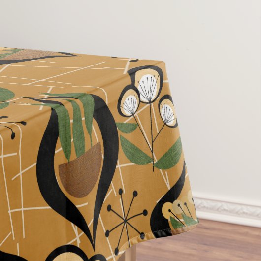 フィティスハウスプラント | 金ゴールド、黒、世紀半ば テーブルクロス (インサイチュ)