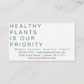 フィドルツリーリーフハウスプラントハンドドロー 名刺 (裏面)