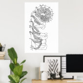 フィドルヘッドシダイラストレーション ポスター (ホームオフィス)