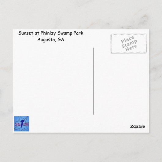 フィニジー・スワンプパーク（ジョージア州オーガスタ）での夕日 ポストカード (裏面)