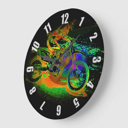 フィニッシュまでレース! – モトクロス・レーサー ラージ壁時計 (傾斜)