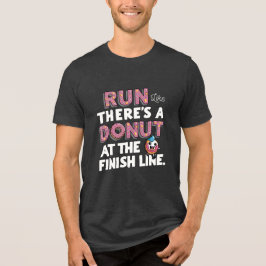 フィニッシュラインでのドーナツおもしろいフィットネス動機 トライブレンドTシャツ