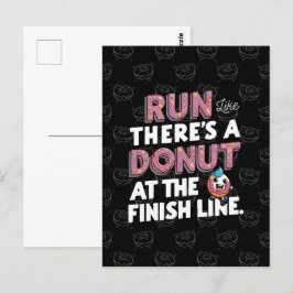 フィニッシュラインでのドーナツおもしろいフィットネス動機 ポストカード