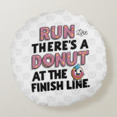 フィニッシュラインでのドーナツおもしろいフィットネス動機 ラウンドクッション (裏面)