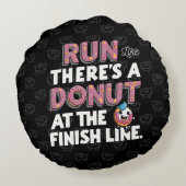 フィニッシュラインでのドーナツおもしろいフィットネス動機 ラウンドクッション (裏面)