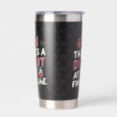 フィニッシュラインでのドーナツおもしろいフィットネス動機 保温保冷タンブラー (左面)