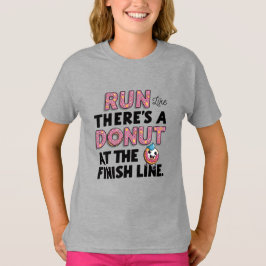 フィニッシュラインでのドーナツおもしろいフィットネス動機 Tシャツ