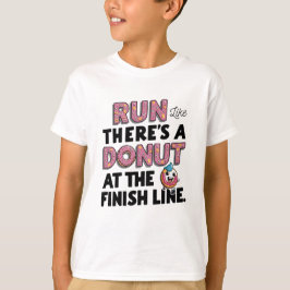 フィニッシュラインでのドーナツおもしろいフィットネス動機 Tシャツ