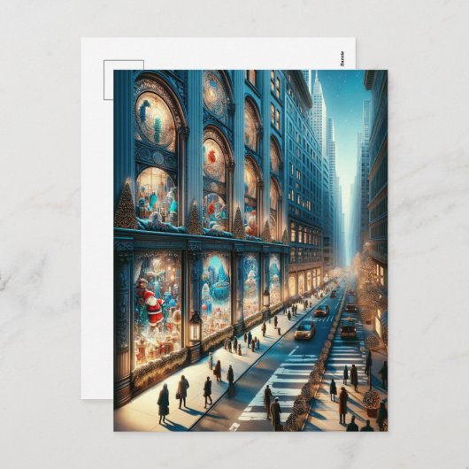 フィフスアベニューホリデーカード。クリスマス. シーズンポストカード (正面/裏面)