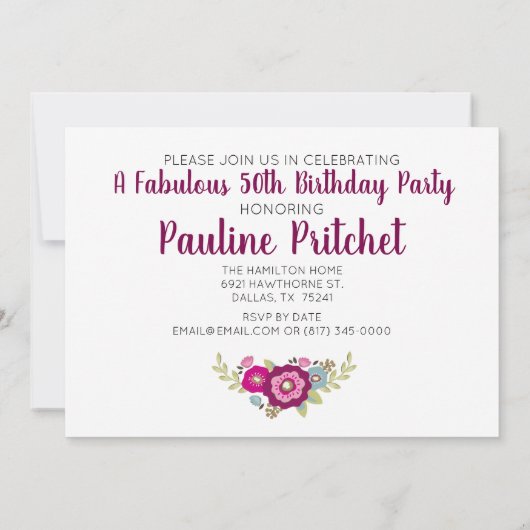 フィフスファブラス50誕生日 招待状 (裏面)