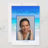 フィフティと素晴らしいビーチフォト誕生日 招待状 (裏面)