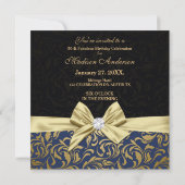 フィフティと素晴らしい金ゴールドネイビーダマスク |50誕生日 招待状 (裏面)