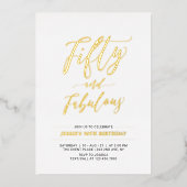 フィフティと素晴らしい |モダン金ゴールド50th誕生日パーティー 箔招待状 (正面)