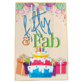 フィフティアンドファブカラフル誕生日 ミディアムペーパーバッグ (裏面)