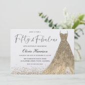 フィフティアンドファブラスゴージャス金ゴールドガウン50誕生日 招待状 (スタンド正面)