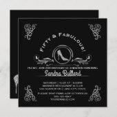 フィフティアンドファブラスダイヤモンドハイヒール誕生日 招待状 (正面/裏面)