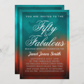 フィフティアンドファブラスティール(緑がかった色)誕生日 招待状 (正面/裏面)