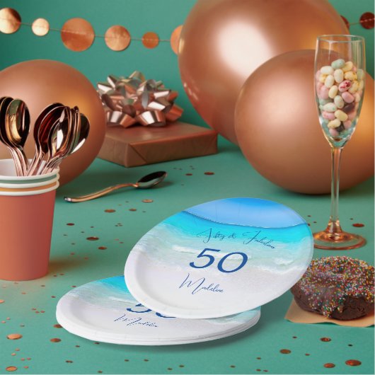 フィフティアンドファブラス50th誕生日ビーチスイート ペーパープレート (複数)