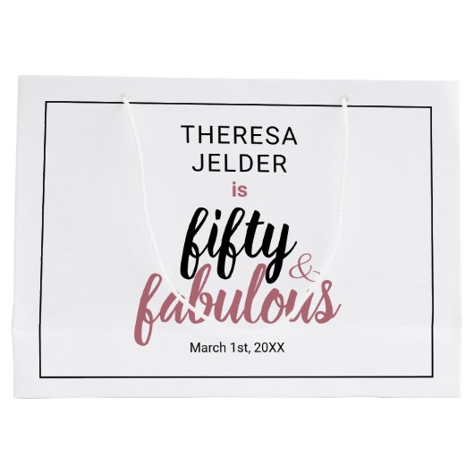 フィフティアンドファブルシックピンク赤面誕生日 ラージペーパーバッグ (裏面)