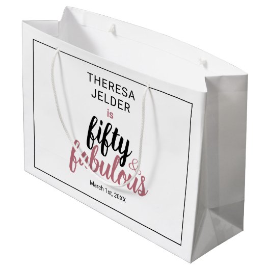 フィフティアンドファブルシックピンク赤面誕生日 ラージペーパーバッグ (裏面アングル)