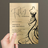 フィフティアンドファブルドレス金ゴールド50th誕生日 招待状