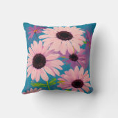 フィフティアンドファブルピンクデイジーオンブルーハッピーバースデー クッション (裏面)