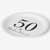 フィフティアンドファブルブルー誕生日タイポグラフィ ペーパープレート (アングル)