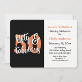 フィフティアンドファブルーズオレンジタイポグラフィバースデーパーティー 招待状 (正面)