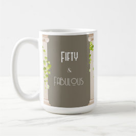 フィフティエレガントファブラス誕生日ギリシャテーマブラウン コーヒーマグカップ