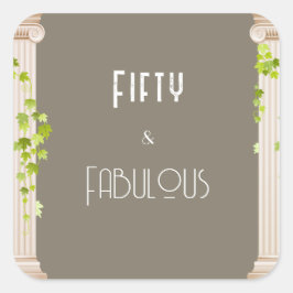 フィフティエレガントファブラス誕生日ギリシャテーマブラウン スクエアシール