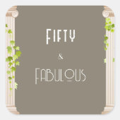 フィフティエレガントファブラス誕生日ギリシャテーマブラウン スクエアシール (正面)