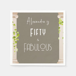 フィフティエレガントファブラス誕生日ギリシャテーマブラウン スタンダードカクテルナプキン