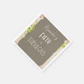 フィフティエレガントファブラス誕生日ギリシャテーマブラウン スタンダードカクテルナプキン (角)