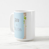 フィフティエレガントファブラス誕生日ギリシャテーマブルー コーヒーマグカップ (正面左)