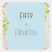 フィフティエレガントファブラス誕生日ギリシャテーマブルー スクエアシール (正面)