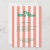 フィフティクラブ ピンクストライプ 50歳の誕生日パーティー 招待状 (裏面)