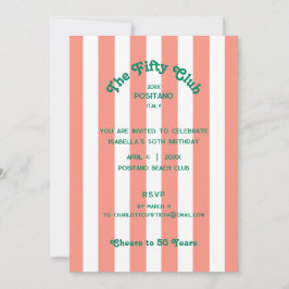 フィフティクラブ ピンクストライプ 50歳の誕生日パーティー 招待状