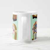 フィフティスジュークボックスレトロミントおもしろいアートパターン ジャンボコーヒーマグカップ (裏面)