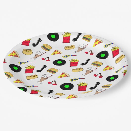 フィフティスディナーノスタルジックスタイルレコード，食べ物 ペーパープレート (アングル)